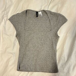 H&M | Gray Square Neck Top